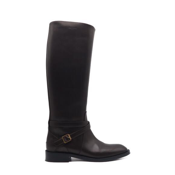 Saint Laurent Cavaliere Brown Leather Riding Boots Size 36.5 - Picture 1 of 9